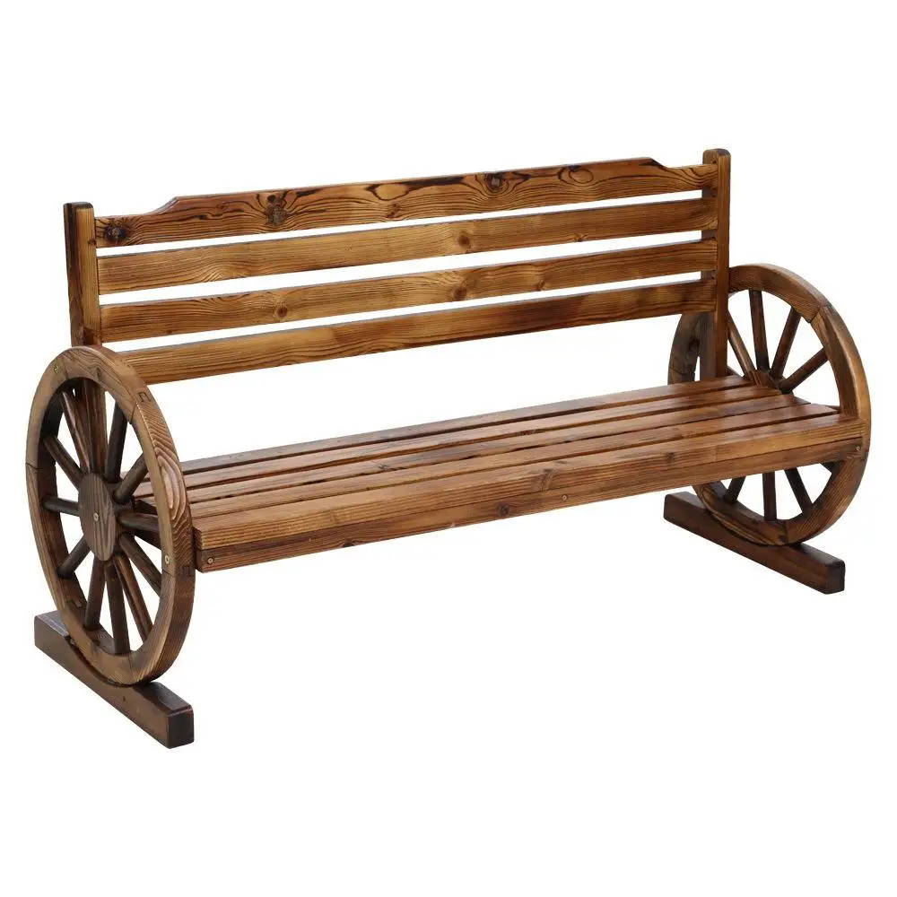 Outdoor Wooden 3 Seat Wagon Bench Patio Garden Lounge Furniture Chair