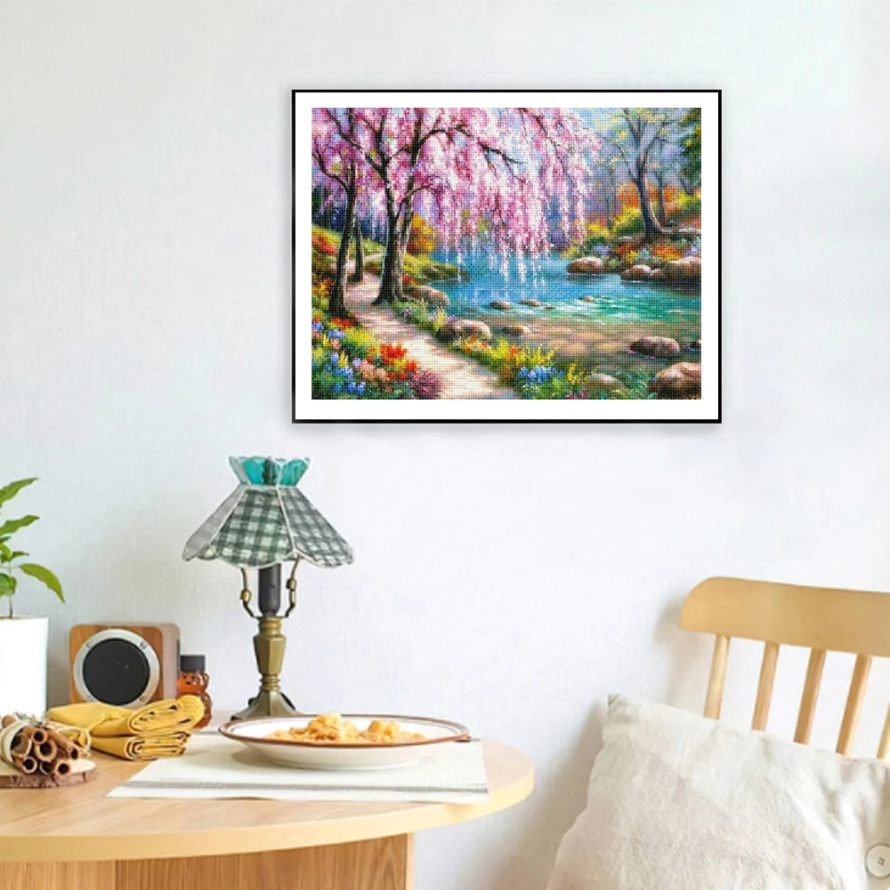 5D DIY Diamond Painting Landscape House Full Round Drill Embroidery Forest Scenery Cross Stitch Set Art Home Decor Gift