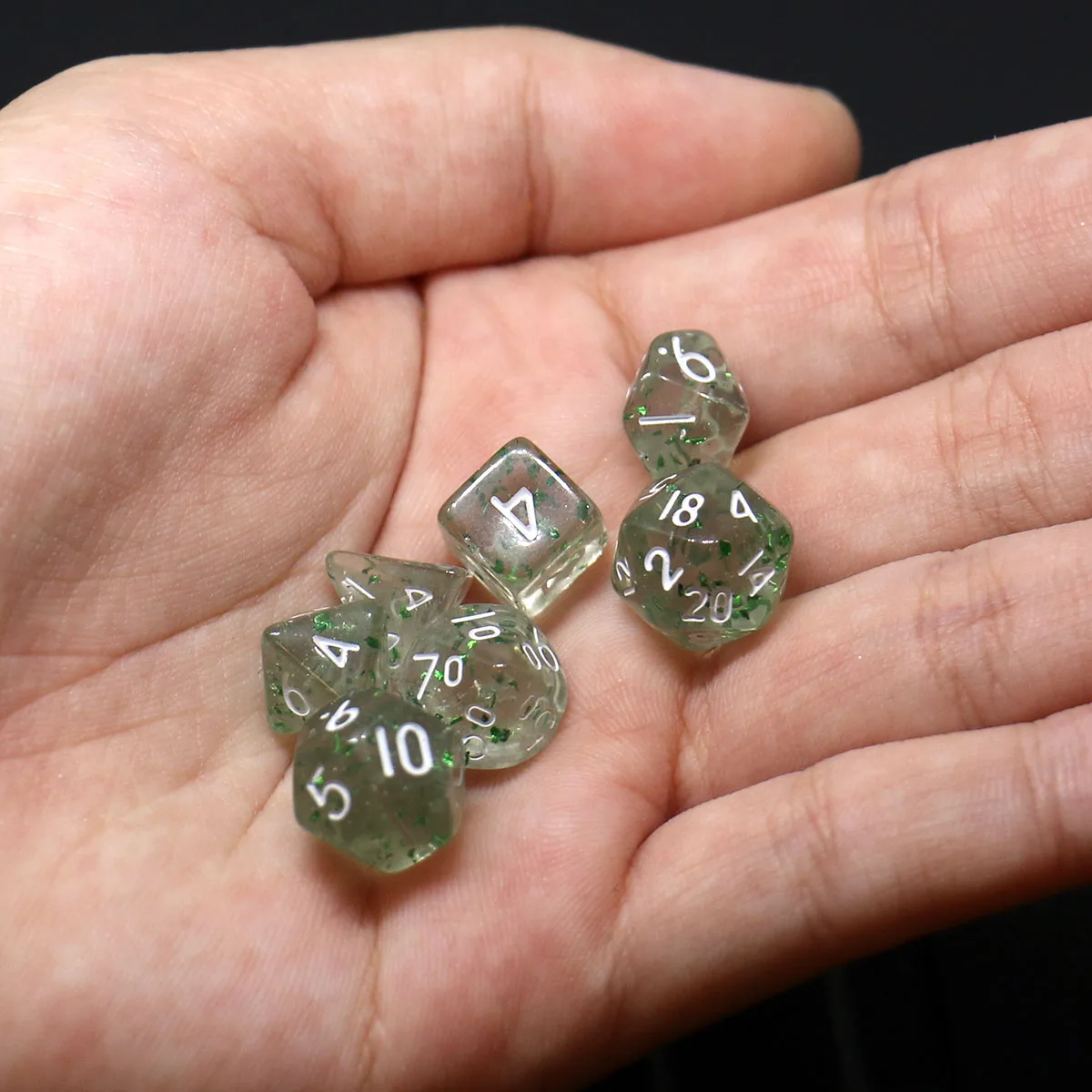 28pcs 4Set Mini Size Acrylic Inlaid Gold Foil Board Game Dice Polyhedral Table Game Dice Role-Playing RPG Dice