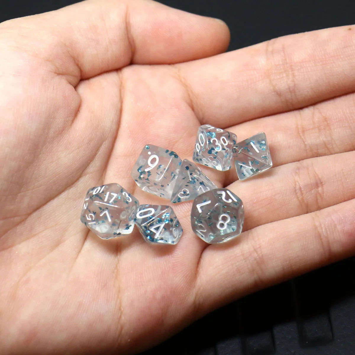 28pcs 4Set Mini Size Acrylic Inlaid Gold Foil Board Game Dice Polyhedral Table Game Dice Role-Playing RPG Dice