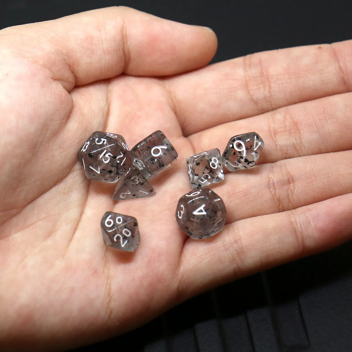28pcs 4Set Mini Size Acrylic Inlaid Gold Foil Board Game Dice Polyhedral Table Game Dice Role-Playing RPG Dice