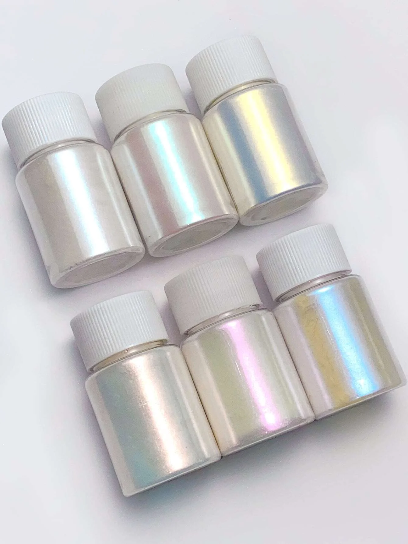 6Colors/Set Aurora Mermaid Chrome Nail Powder White Pearl Irridescent Mica Powder Chameleon Glitter Unicorn Chrome Nails Powder