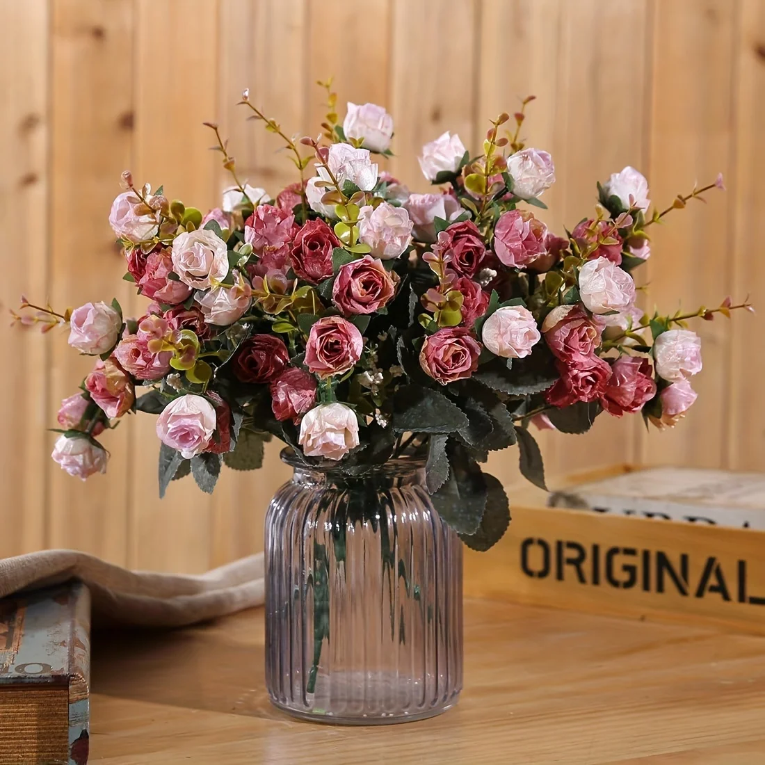 7 Forks 21 Heads Artificial Flower Silk Rose High Quality Christmas Wreath Wedding Bouquet Home Arrangement Vase Bridal Bouquets