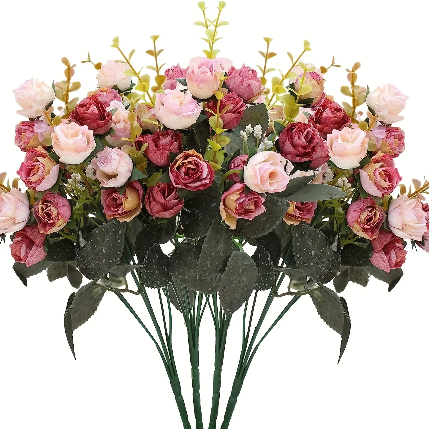 7 Forks 21 Heads Artificial Flower Silk Rose High Quality Christmas Wreath Wedding Bouquet Home Arrangement Vase Bridal Bouquets