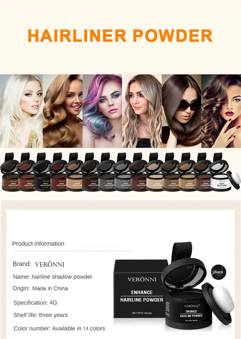 Hair Line Powder 4g Black Root Cover Up Natural Instant Waterproof Hairline Shadow Powder Hair Concealer Coverage 14 Color