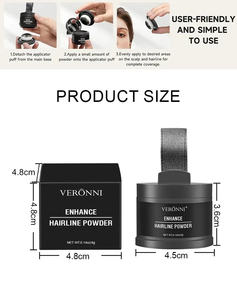 Hair Line Powder 4g Black Root Cover Up Natural Instant Waterproof Hairline Shadow Powder Hair Concealer Coverage 14 Color