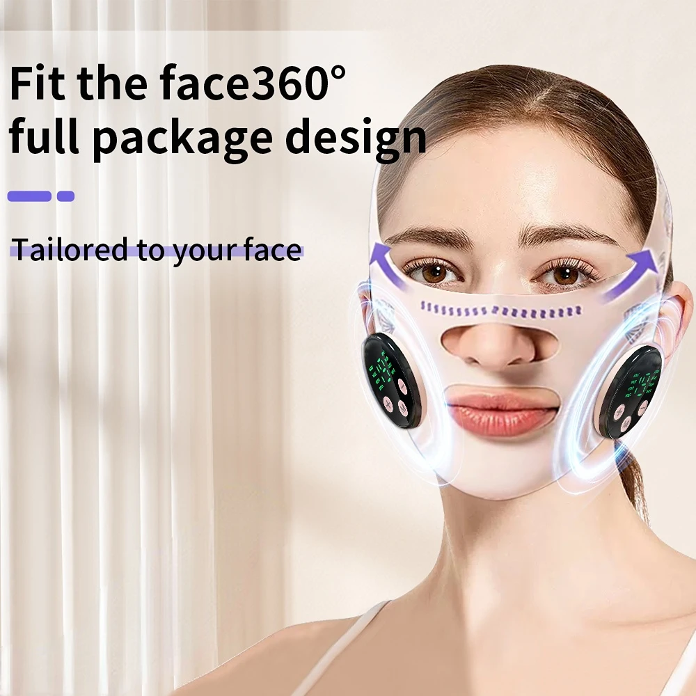 EMS Head Massage Face Relaxation USB Charging Facial Slimming Strap Face Lifting Reduce Double Chin Cheek Lift Up Face Thin Mask
