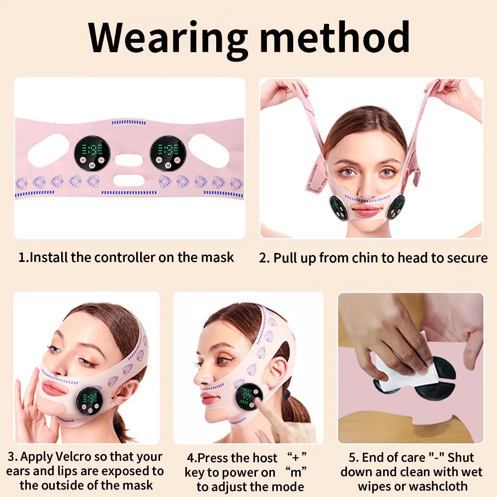 EMS Head Massage Face Relaxation USB Charging Facial Slimming Strap Face Lifting Reduce Double Chin Cheek Lift Up Face Thin Mask