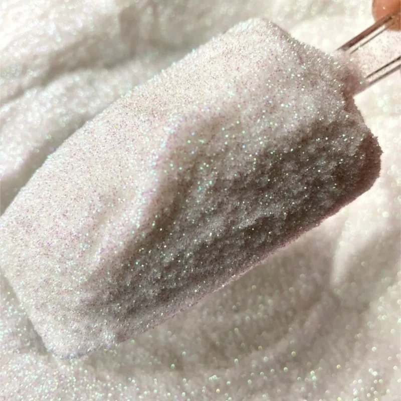 50g/bag White Iridescent Powder Nail Glitter 0.2mm Ultra Fine Glitter Dust Holographic Rainbow Chrome Pigment Iridescent Glitter