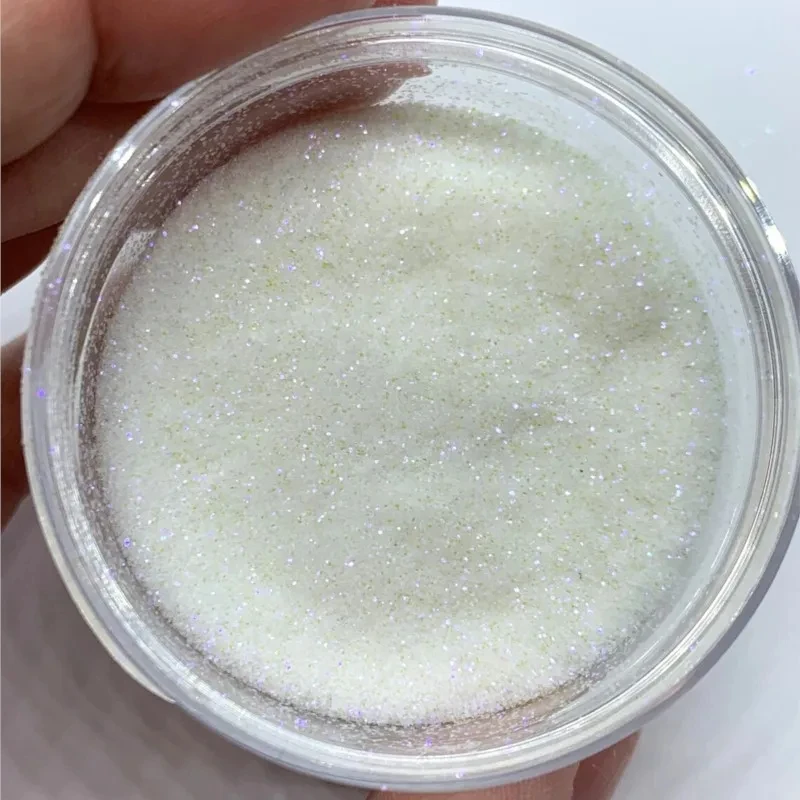 50g/bag White Iridescent Powder Nail Glitter 0.2mm Ultra Fine Glitter Dust Holographic Rainbow Chrome Pigment Iridescent Glitter