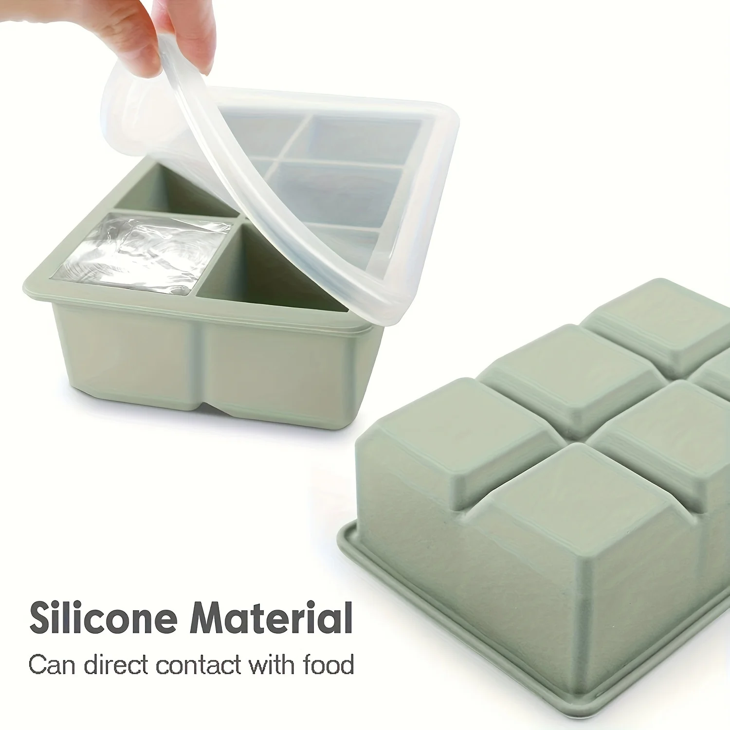 Ice Cube Tray Large Silicone Ice Cube Moulds with Removable Lids Large Square Ice Cube Moulds Easy Release Reusable BPA Fr
