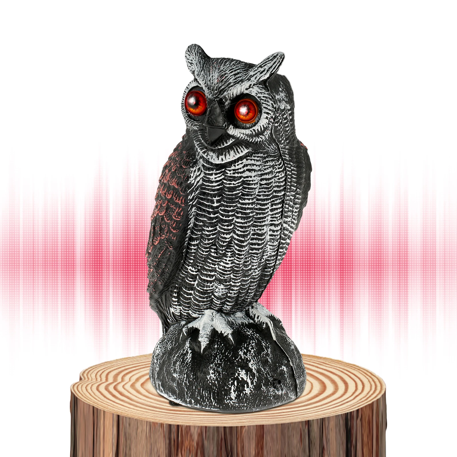 New Solar Owl Scare Bird Control Devices Waterproof Garden Fake Owl Deterrent Decoration With Scary Sound and Eyes Emit Light