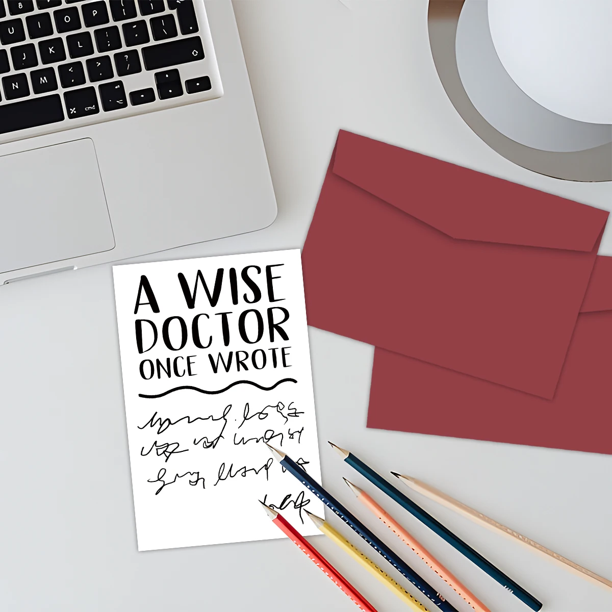 1PC Doctorate Degree Greeting Card,Funny Phd Graduation Thank You Card,Jokey Doctor's Handwriting Card,A Wise Doctor Once Wrote
