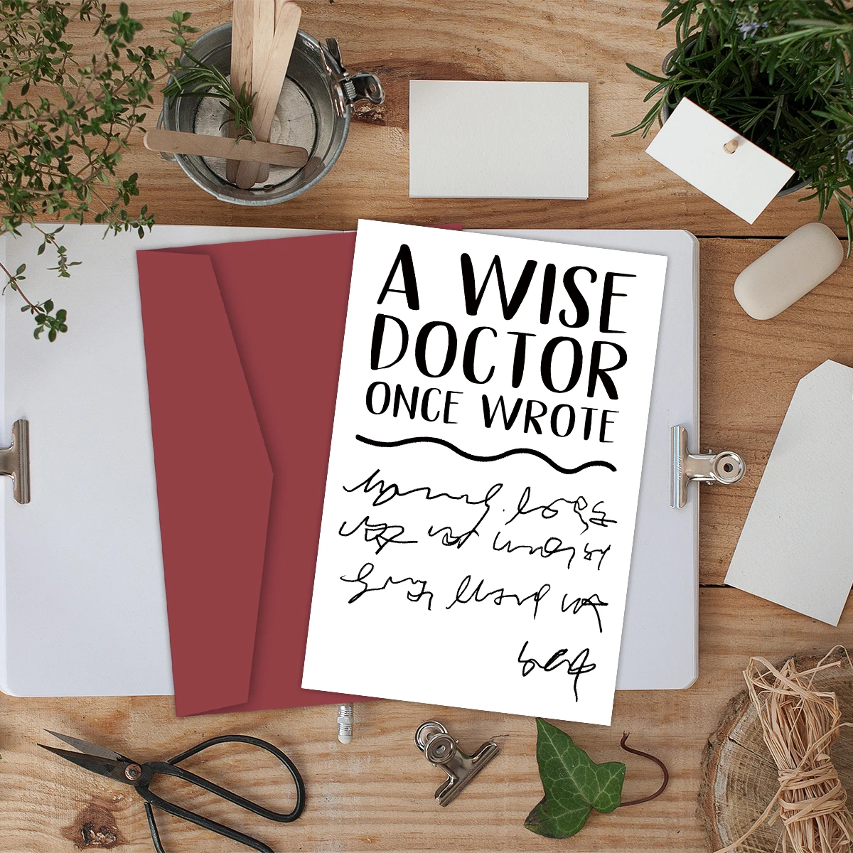 1PC Doctorate Degree Greeting Card,Funny Phd Graduation Thank You Card,Jokey Doctor's Handwriting Card,A Wise Doctor Once Wrote