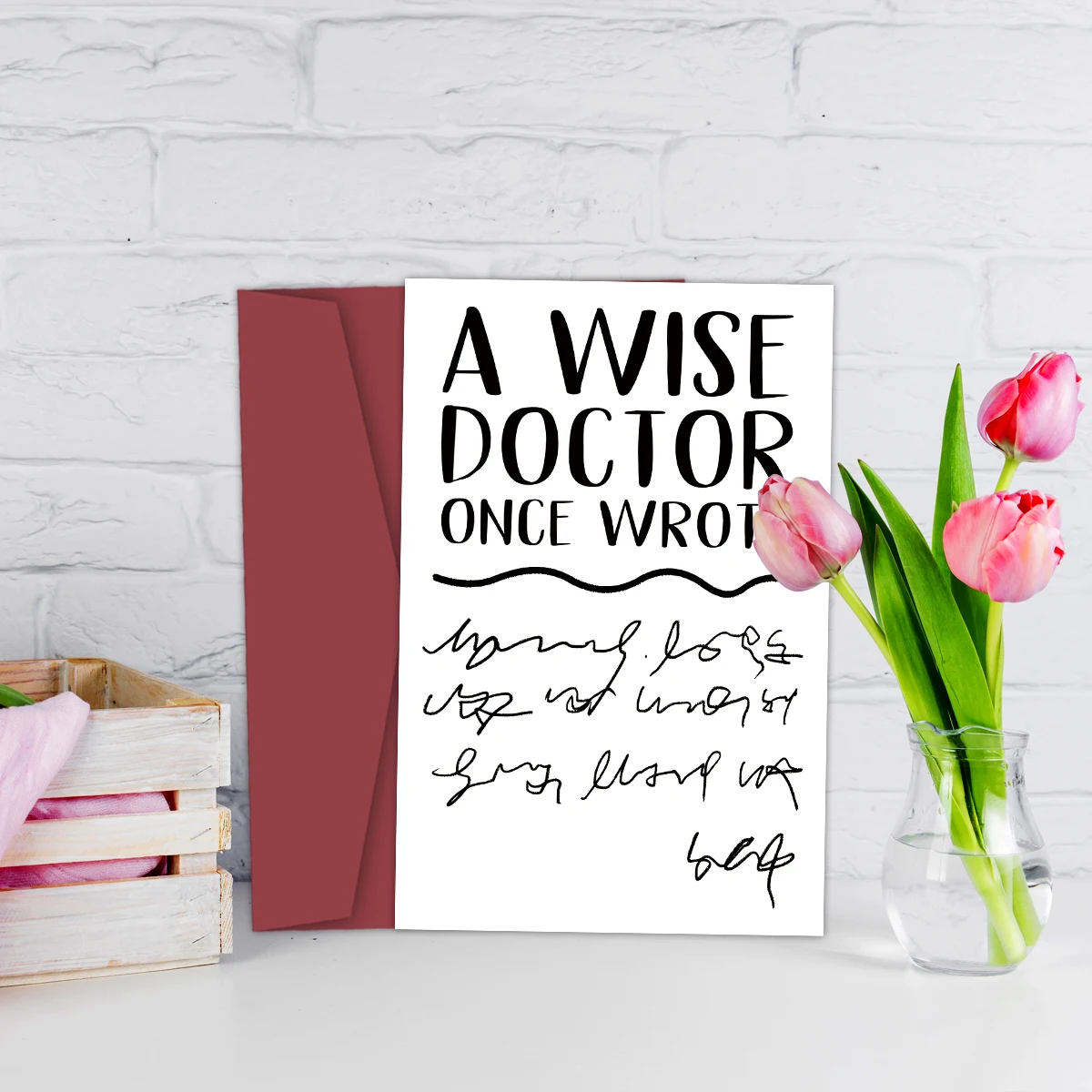 1PC Doctorate Degree Greeting Card,Funny Phd Graduation Thank You Card,Jokey Doctor's Handwriting Card,A Wise Doctor Once Wrote