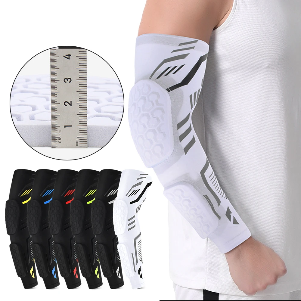 1 Pcs Professional Padded Arm Sleeves, Youth and Adult Elbow Forearm Crashproof Pads for Football Basketball Volleyball Soccer