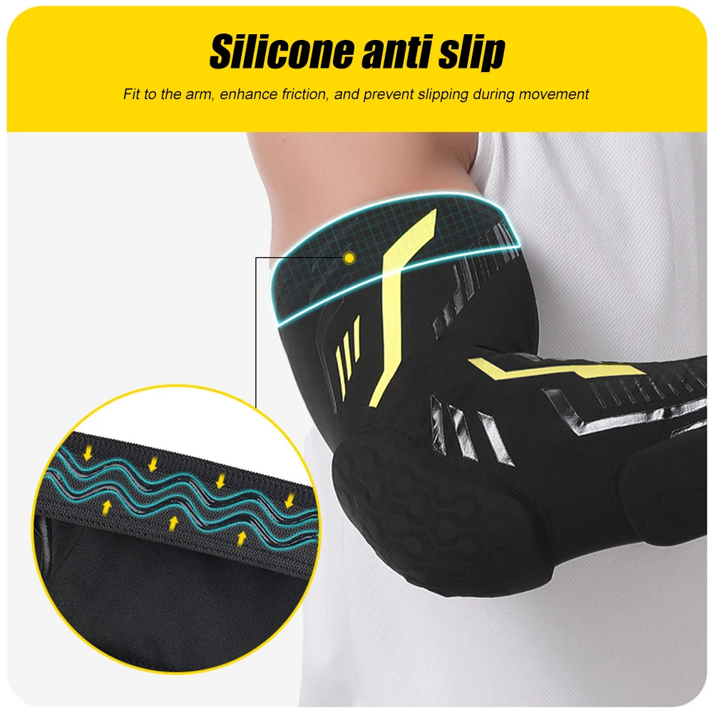1 Pcs Professional Padded Arm Sleeves, Youth and Adult Elbow Forearm Crashproof Pads for Football Basketball Volleyball Soccer