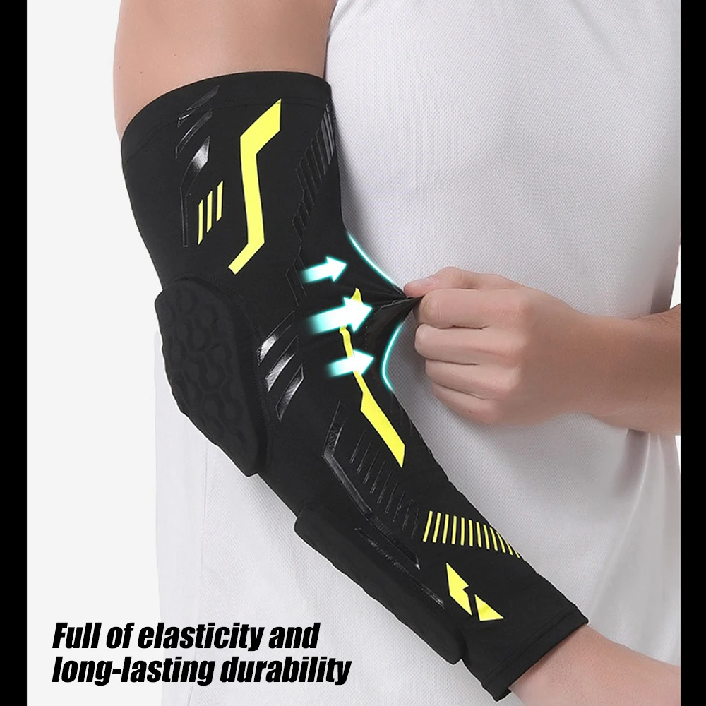 1 Pcs Professional Padded Arm Sleeves, Youth and Adult Elbow Forearm Crashproof Pads for Football Basketball Volleyball Soccer