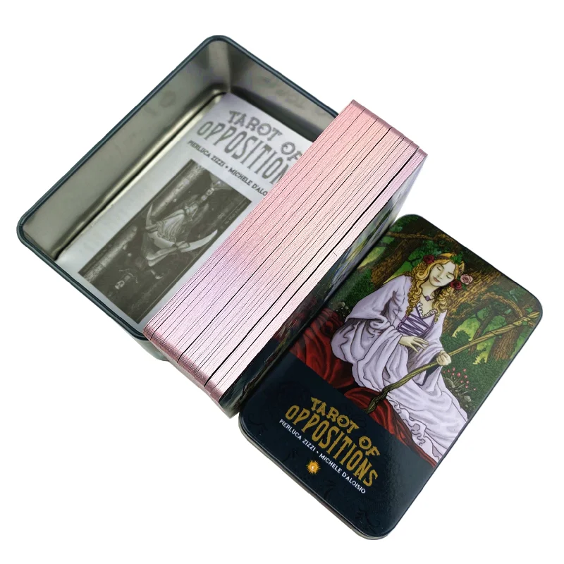 Metal Box Pink Gilded Edition Tarot Of Oppositions Cards Divination Deck With Paper Guidebook English Classical Board Games