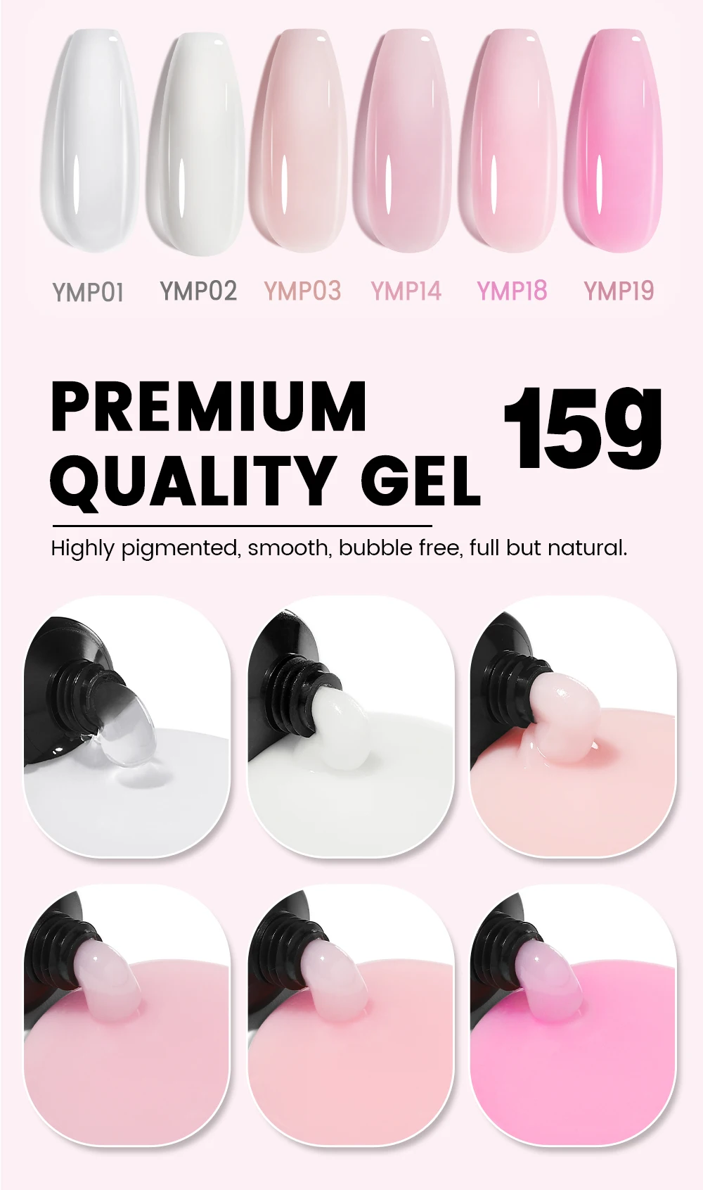 YOKEFELLOW 15g Jelly Extension Gel Nail Polish Nude Pink Clear Building Construct Extend Gel Soak Off UV LED Acrylic Gel Varnish