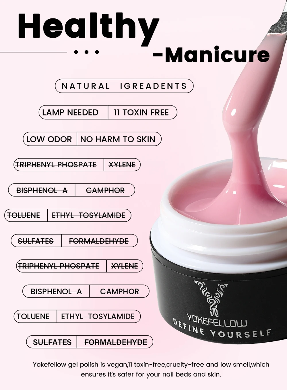 YOKEFELLOW 15g Jelly Extension Gel Nail Polish Nude Pink Clear Building Construct Extend Gel Soak Off UV LED Acrylic Gel Varnish