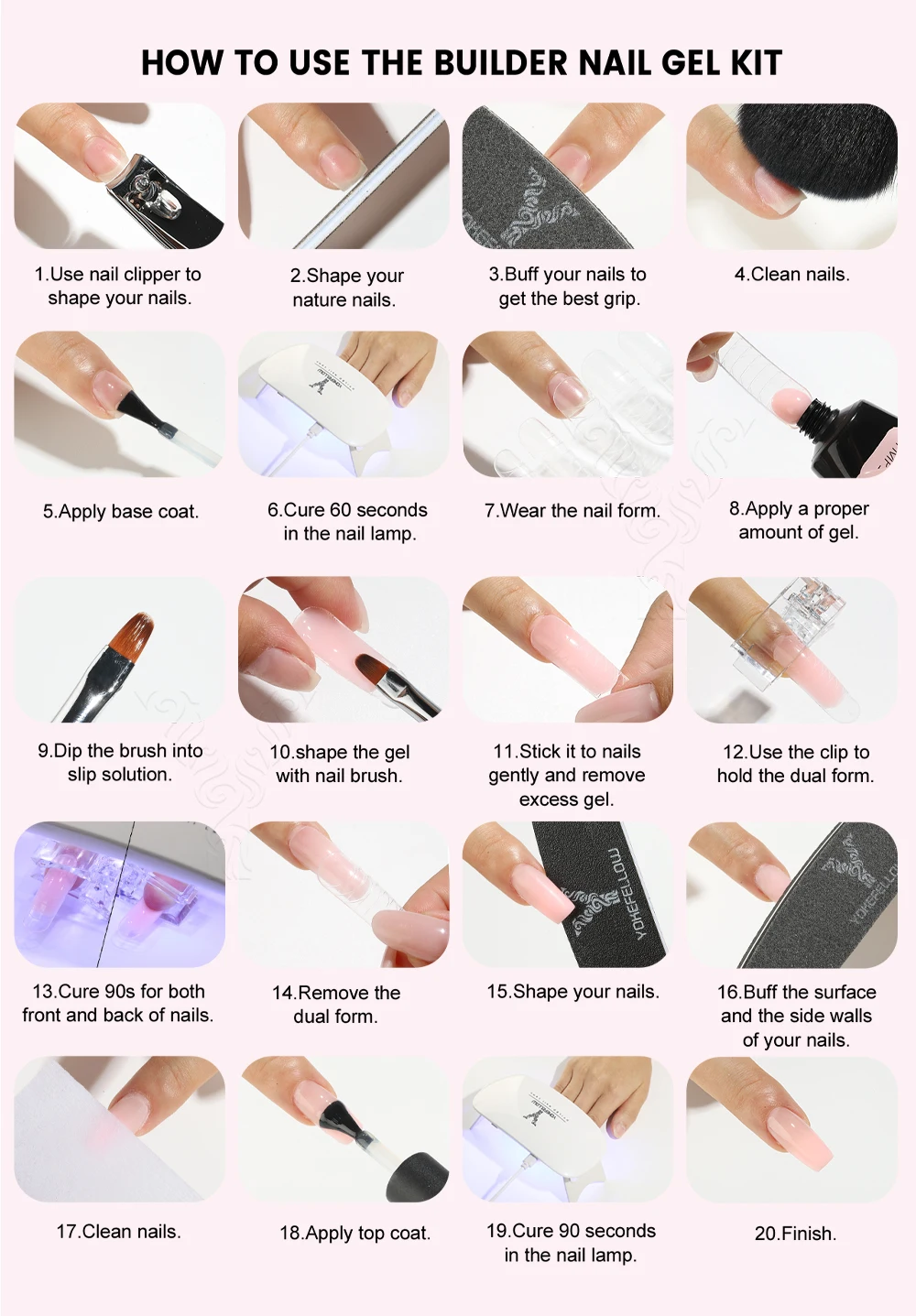 YOKEFELLOW 15g Jelly Extension Gel Nail Polish Nude Pink Clear Building Construct Extend Gel Soak Off UV LED Acrylic Gel Varnish