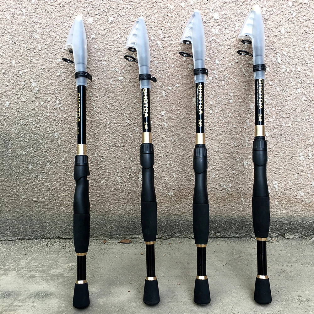 1.6-2.4m Telescopic Fishing Rods Ultralight Weight Spinning Casting Carbon Pole Fishing Accessories Lure Weight 10-30g