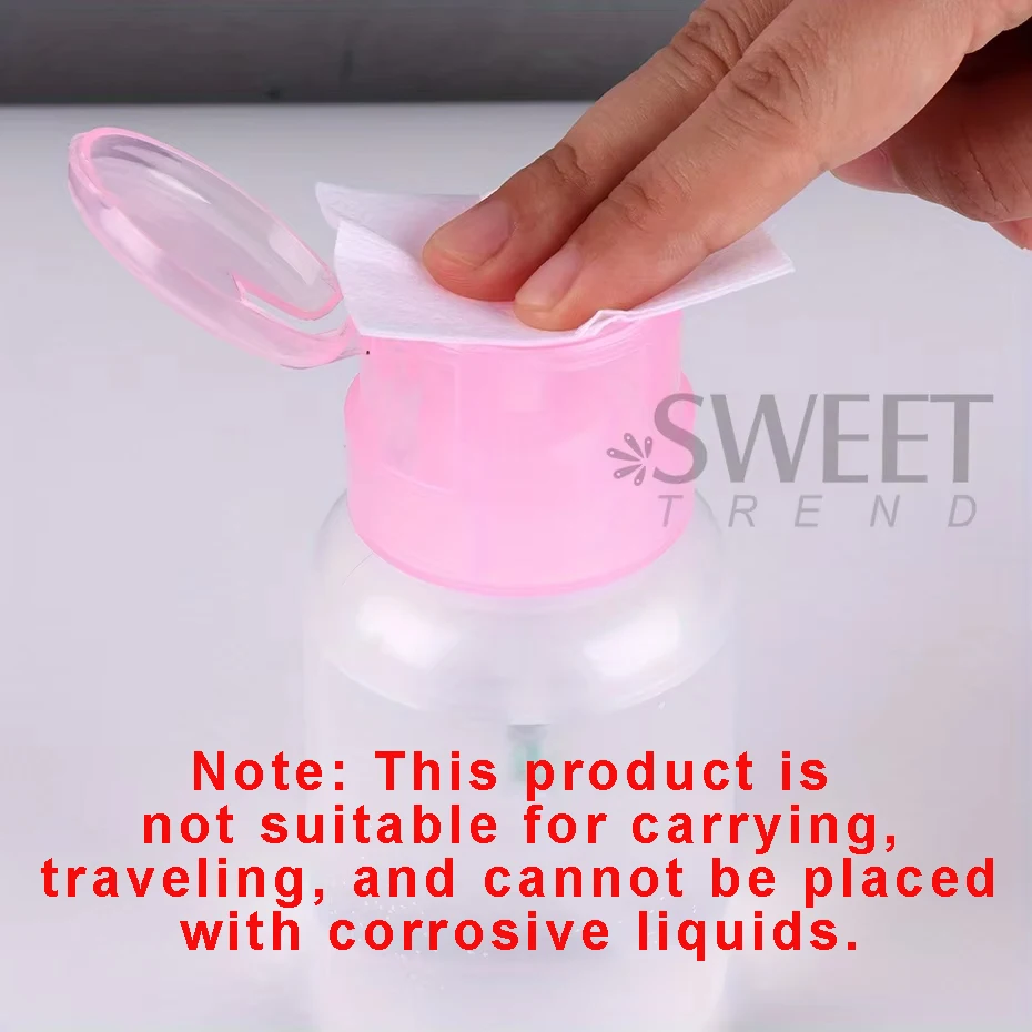 100/200ml Empty Press Pump Dispenser Plastic Lockable Leak-proof Nails Polish Remover Pressed Bottle Makeup Tools Liquid Storage
