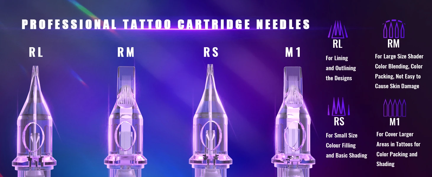 OFEYLE 20/50/100PCS Mixed Professional Tattoo Cartridge Needles with Membrane Safety Cartridges Disposable Tattoo Needle