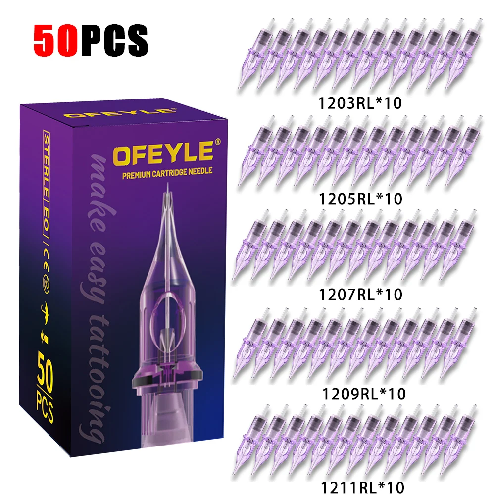 OFEYLE 20/50/100PCS Mixed Professional Tattoo Cartridge Needles with Membrane Safety Cartridges Disposable Tattoo Needle