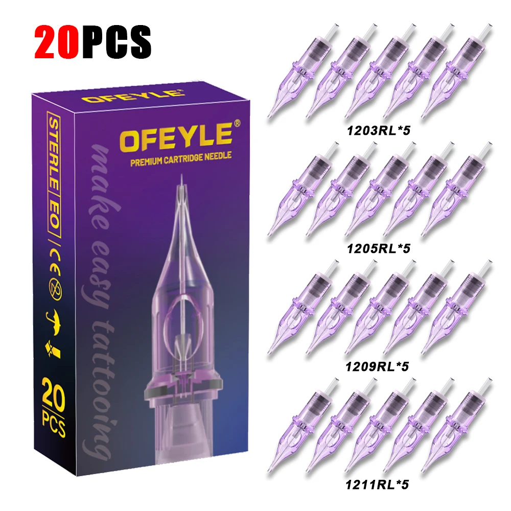 OFEYLE 20/50/100PCS Mixed Professional Tattoo Cartridge Needles with Membrane Safety Cartridges Disposable Tattoo Needle