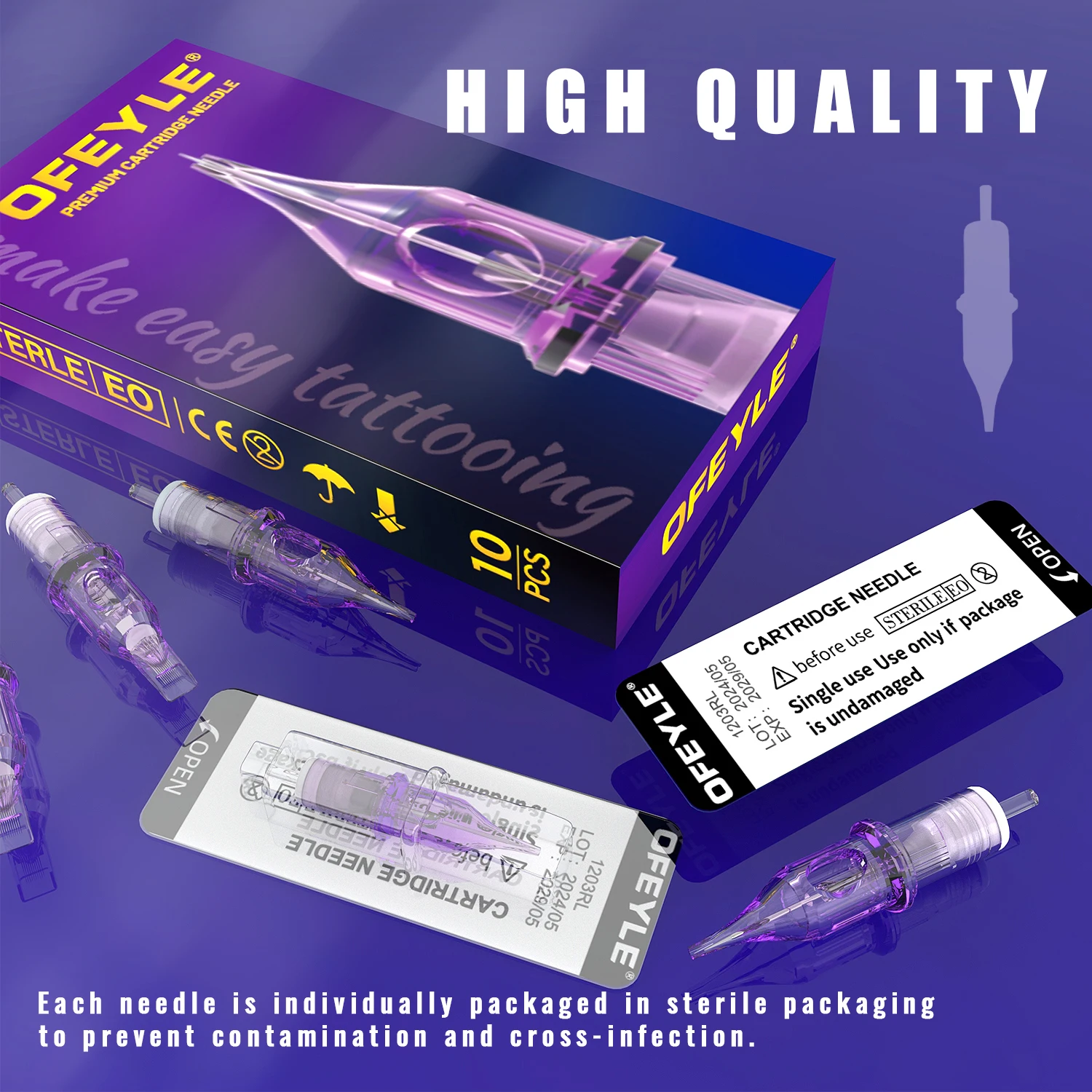 OFEYLE 20/50/100PCS Mixed Professional Tattoo Cartridge Needles with Membrane Safety Cartridges Disposable Tattoo Needle
