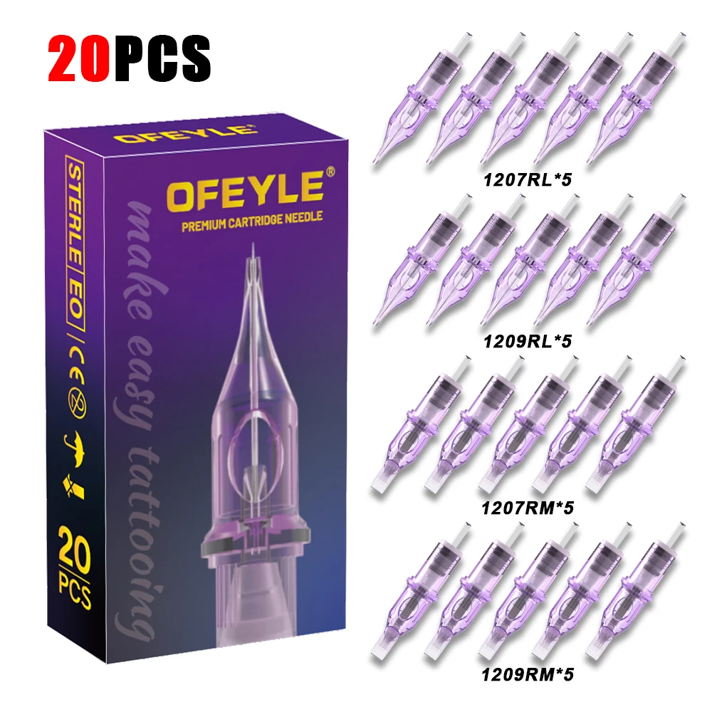 OFEYLE 20/50/100PCS Mixed Professional Tattoo Cartridge Needles with Membrane Safety Cartridges Disposable Tattoo Needle