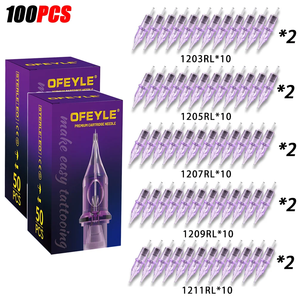 OFEYLE 20/50/100PCS Mixed Professional Tattoo Cartridge Needles with Membrane Safety Cartridges Disposable Tattoo Needle