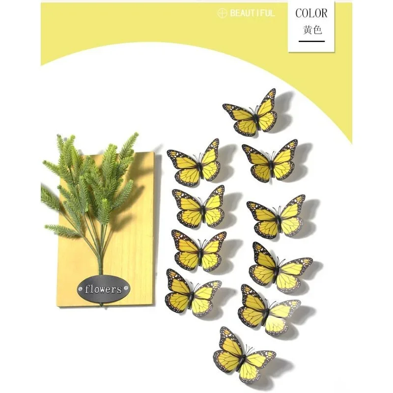 New 10Pcs 4.72 In Monarch Butterfly Decoration Stickers Fake Butterflies for Crafts Artificial Wall 3D Home Decor