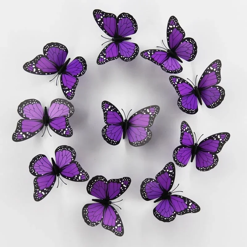 New 10Pcs 4.72 In Monarch Butterfly Decoration Stickers Fake Butterflies for Crafts Artificial Wall 3D Home Decor