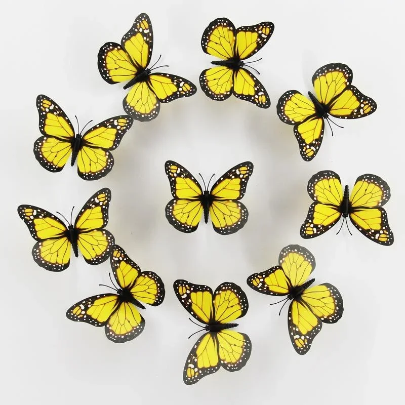 New 10Pcs 4.72 In Monarch Butterfly Decoration Stickers Fake Butterflies for Crafts Artificial Wall 3D Home Decor