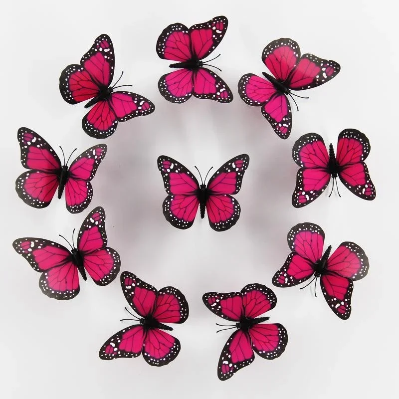New 10Pcs 4.72 In Monarch Butterfly Decoration Stickers Fake Butterflies for Crafts Artificial Wall 3D Home Decor