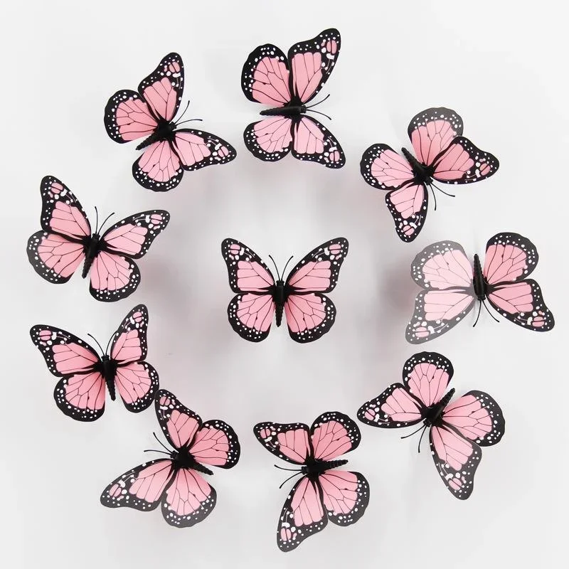 New 10Pcs 4.72 In Monarch Butterfly Decoration Stickers Fake Butterflies for Crafts Artificial Wall 3D Home Decor