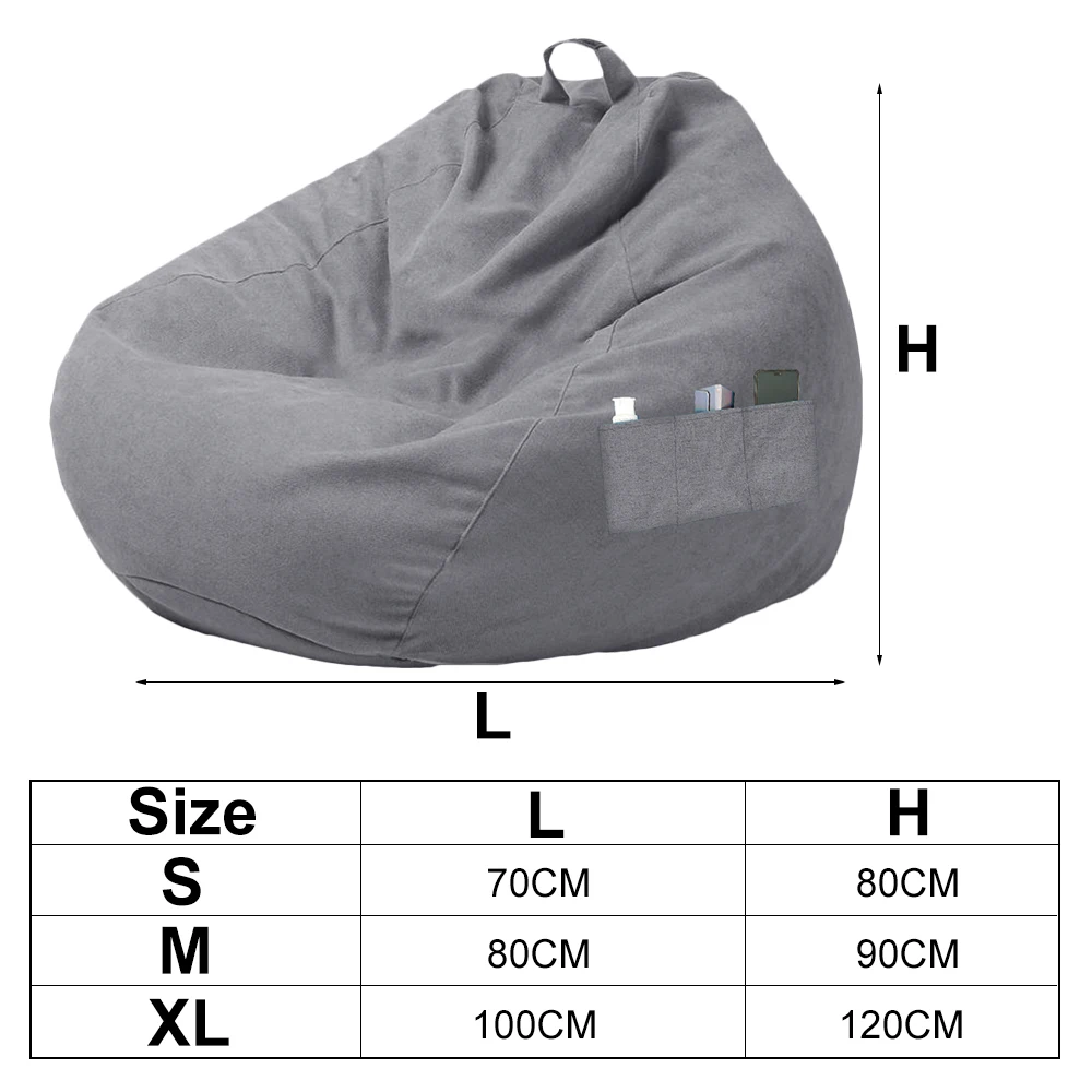 Lazy Seat Chair Sofa Cover Large Bean Bag Couch Soft Fluffy Breathable Adult Child Tatami Living Room Decorative without Filler