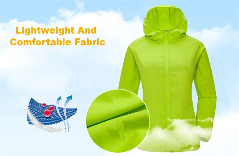 JNLN Men Women Waterproof Hiking Jackets Quick Dry Camping Windbreaker Unisex Outdoor Trekking Raincoat Anti UV Packable Clothes