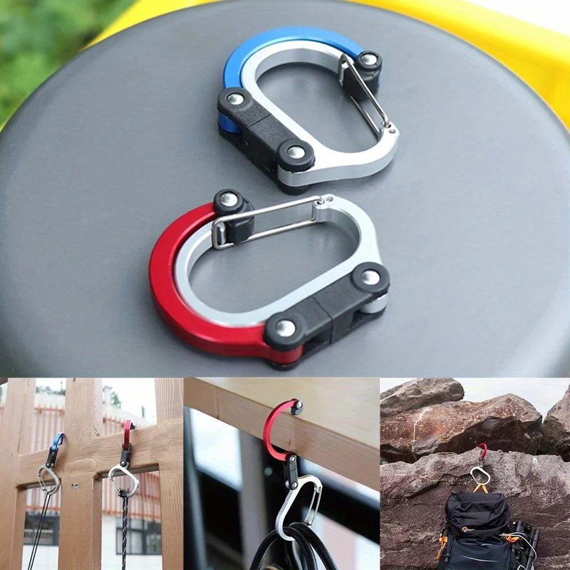 Camping Hybrid Gear Clip Carabiner Rotating Hook Clip Non-Locking Strong Clips for Fishing Hiking Travel Backpack Carabiner Clip