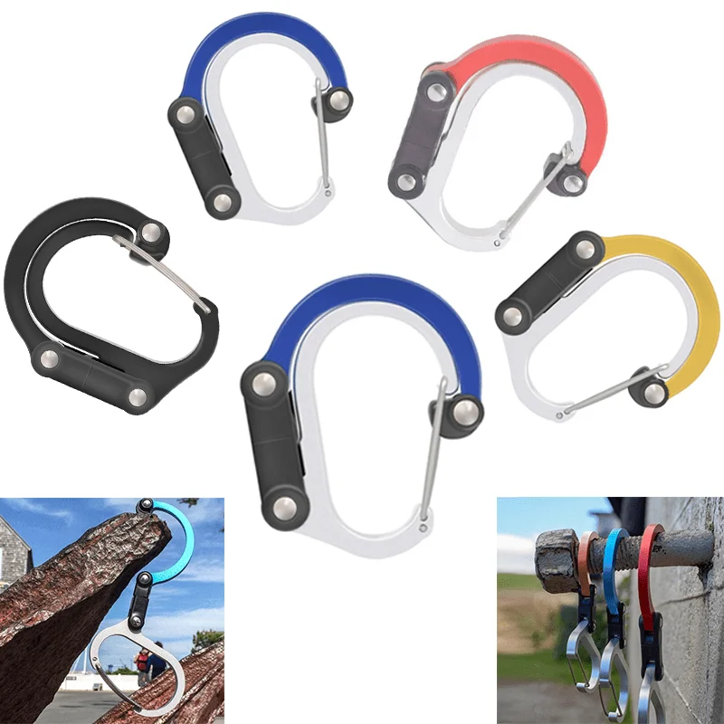 Camping Hybrid Gear Clip Carabiner Rotating Hook Clip Non-Locking Strong Clips for Fishing Hiking Travel Backpack Carabiner Clip