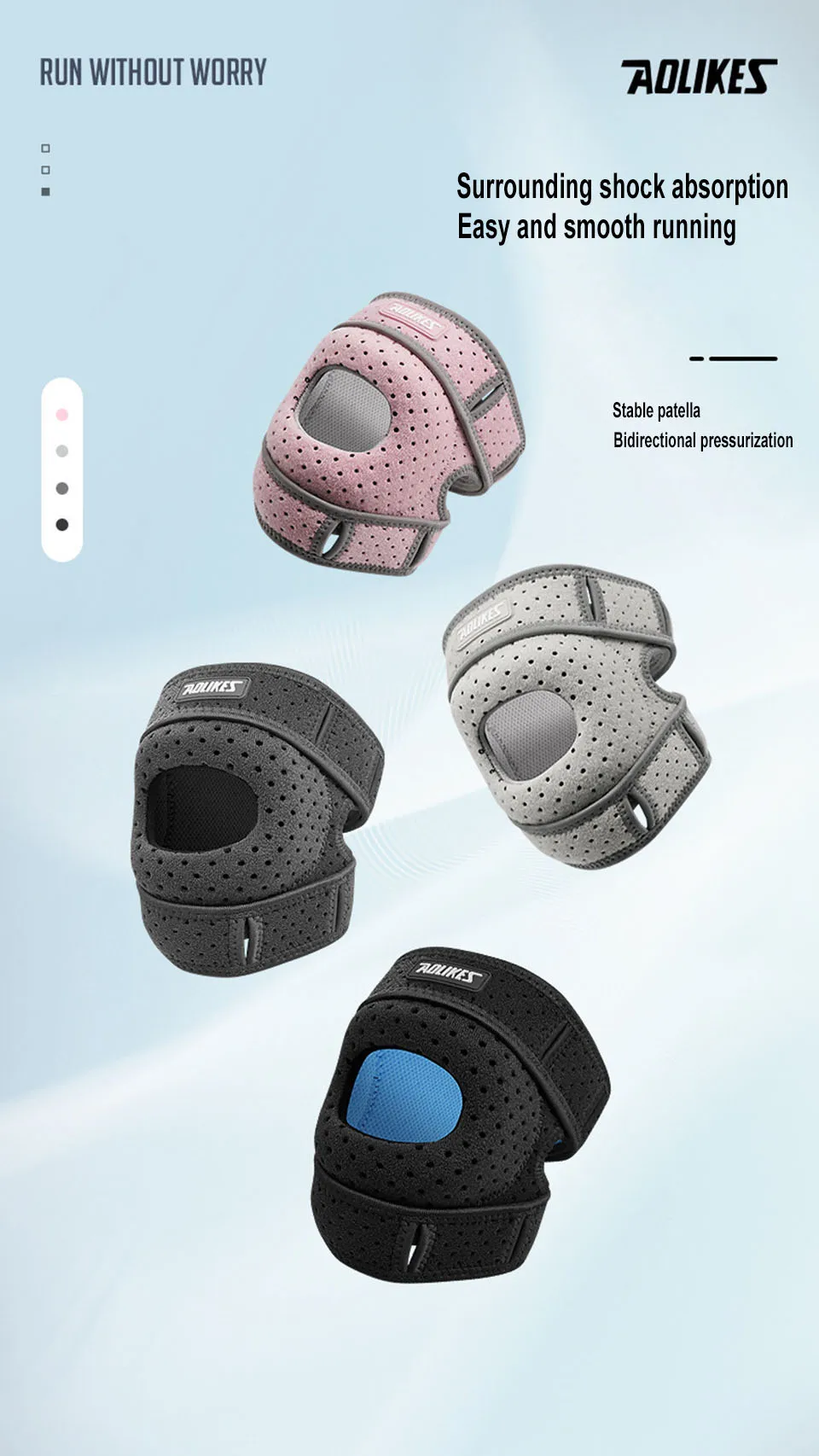 AOLIKES 1PC Patella Knee Brace Knee Compression Sleeve Support for Women Men Knee Pain Arthritis Pain Sport Knee Guard Knee Pads