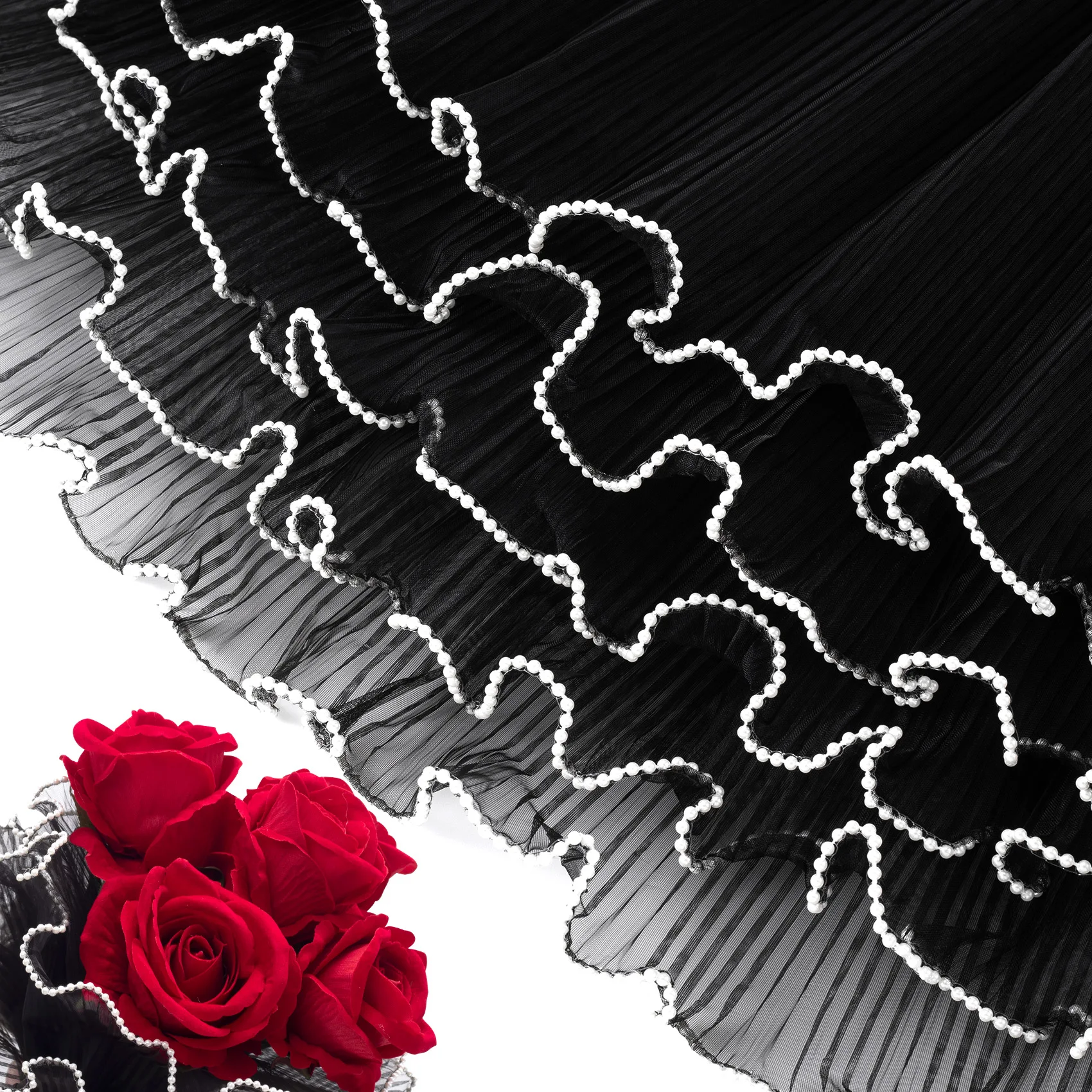 Flower Wrapping Paper with Pearl Edges, Black Bouquet Wrapping Paper, Korean Florist Flower Wrapping Paper, Wedding Gift Wrappin