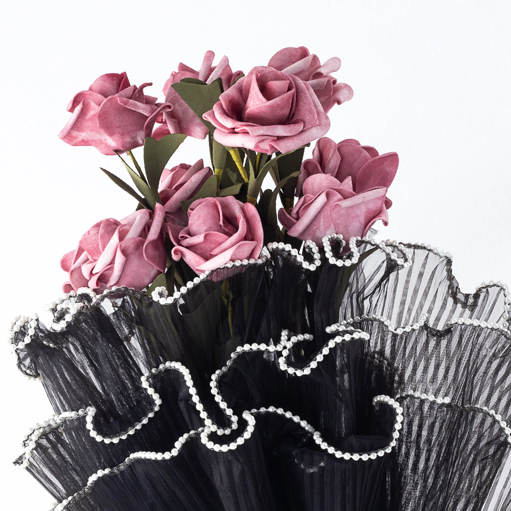 Flower Wrapping Paper with Pearl Edges, Black Bouquet Wrapping Paper, Korean Florist Flower Wrapping Paper, Wedding Gift Wrappin