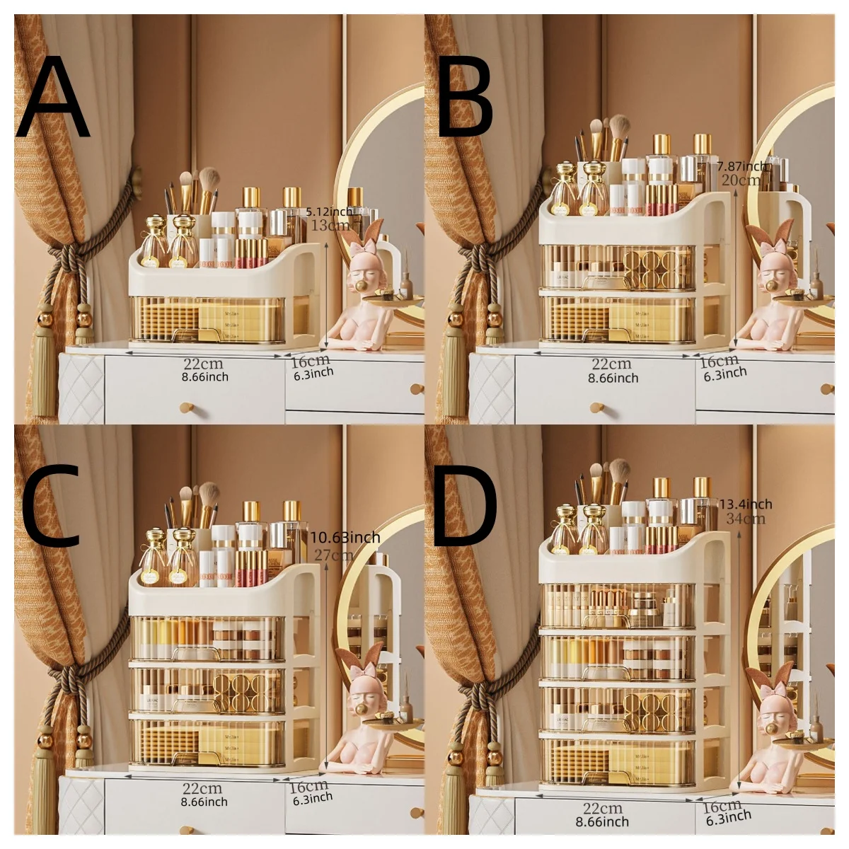1pc Multi-layer Makeup Storage Box,Cosmetics Storage For Skin Care,Eyeshadow,LotionsLipstick,Great For Dresser,Bathroom,Bedroom