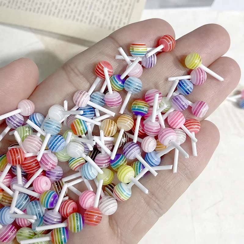 20pcs 3D Kawaii Lollipop Design Nail Art Charms Acrylic Colorful Cartoon Resin Ornament Nail Decorations Candy Accessories DIY