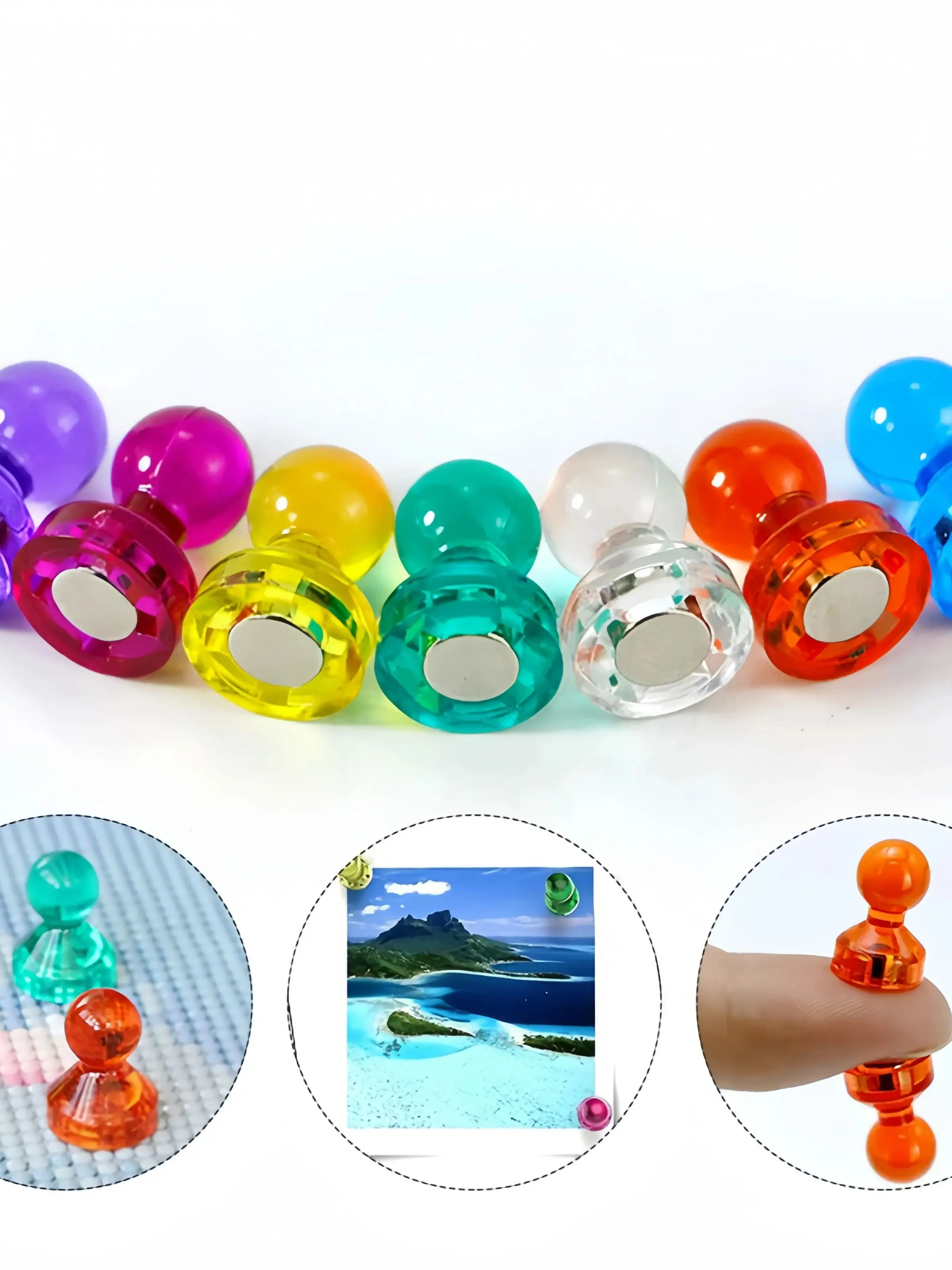 Neodymium Magnet for Fridge, Magnetic Push Pin, Perfect Magnet for Refrigerators, Calendar and Maps, N52, 10-30 Pcs
