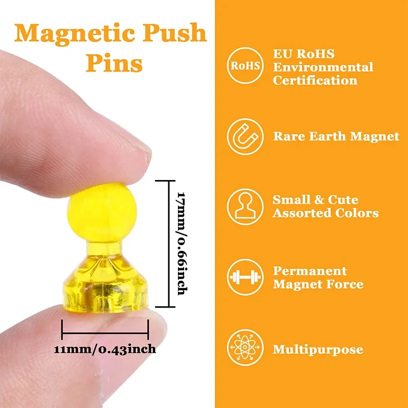 Neodymium Magnet for Fridge, Magnetic Push Pin, Perfect Magnet for Refrigerators, Calendar and Maps, N52, 10-30 Pcs